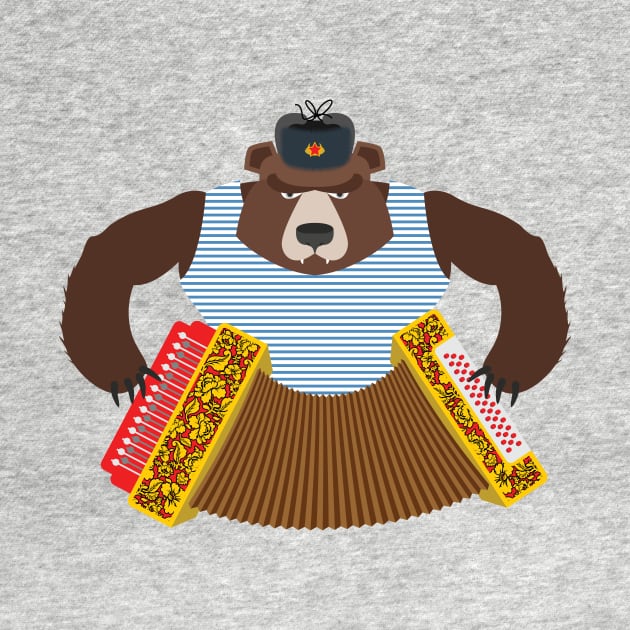 Russian Brown Bear with Accordion by XOZ